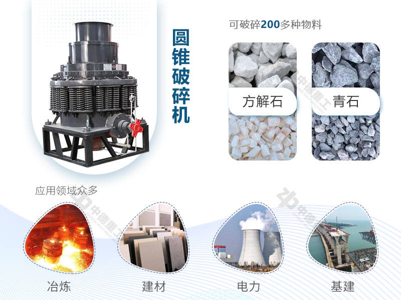 圓錐破能處理多種物料，且應用領域廣泛